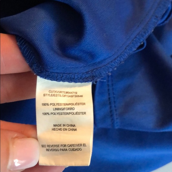 Bright blue dress geometric open back design XS - Picture 7 of 8